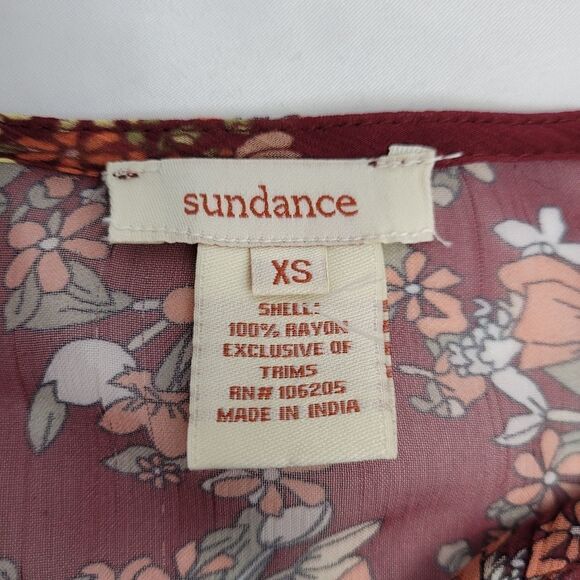 SUNDANCE blouse woodrose floral sheer long sleeve peasant top with cami XS - Picture 9 of 11
